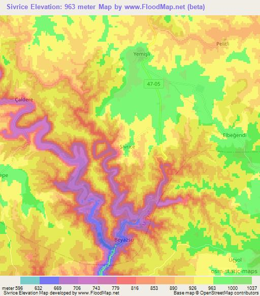 Sivrice,Turkey Elevation Map