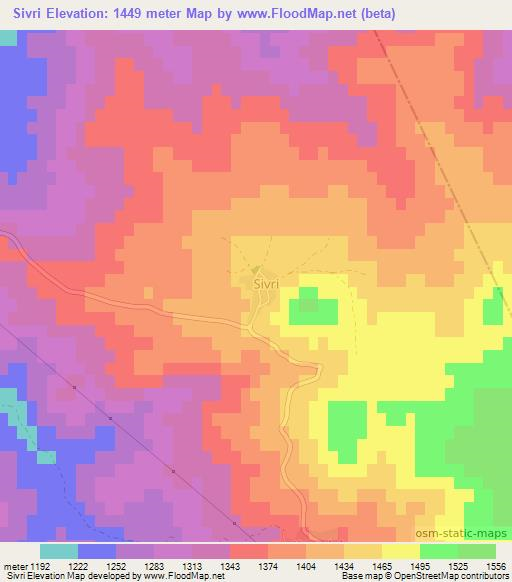 Sivri,Turkey Elevation Map