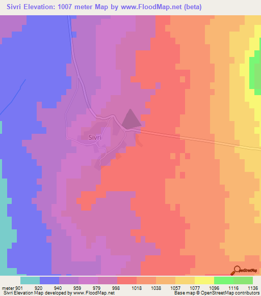 Sivri,Turkey Elevation Map