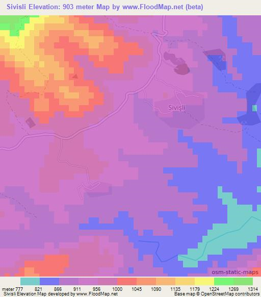 Sivisli,Turkey Elevation Map