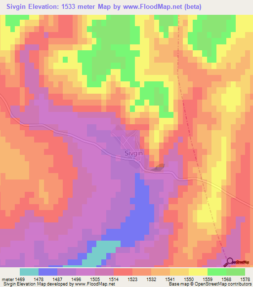 Sivgin,Turkey Elevation Map