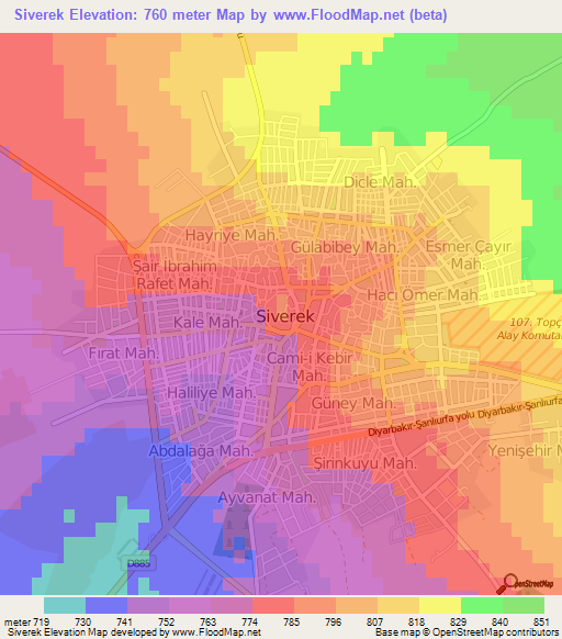 Siverek,Turkey Elevation Map