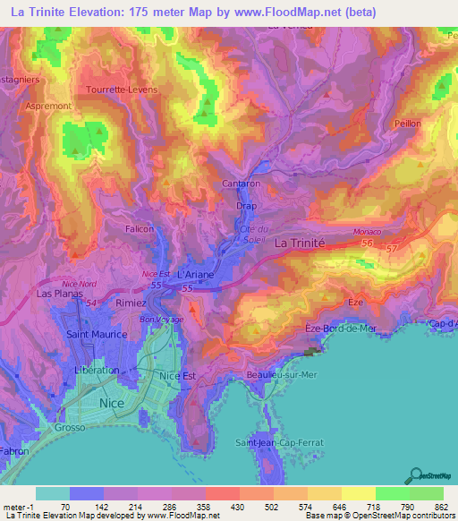 La Trinite,France Elevation Map