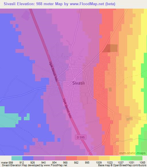 Sivasli,Turkey Elevation Map