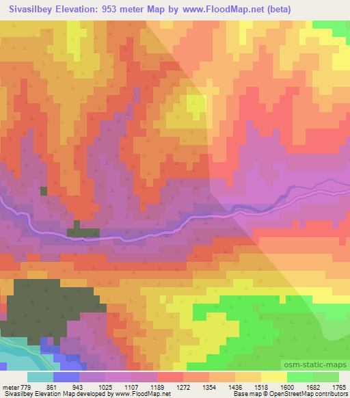 Sivasilbey,Turkey Elevation Map