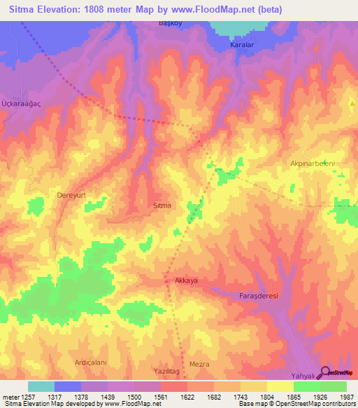 Sitma,Turkey Elevation Map