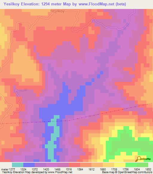 Yesilkoy,Turkey Elevation Map