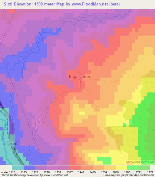 Sirzi,Turkey Elevation Map