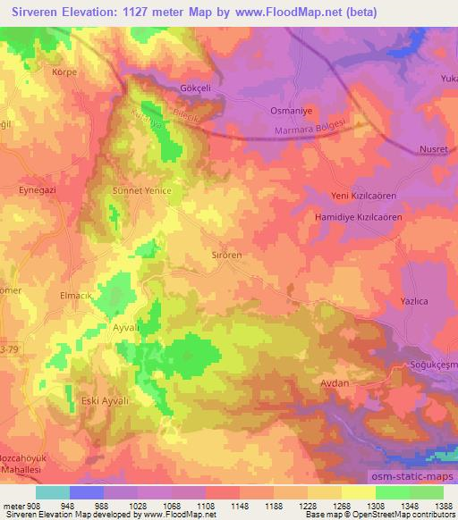 Sirveren,Turkey Elevation Map