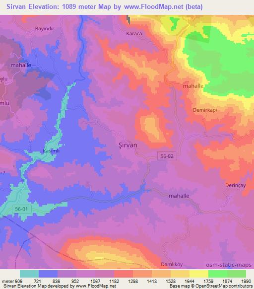 Sirvan,Turkey Elevation Map