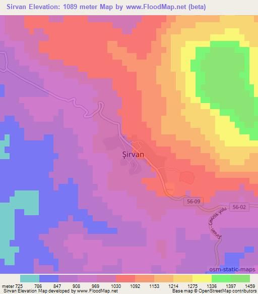 Sirvan,Turkey Elevation Map