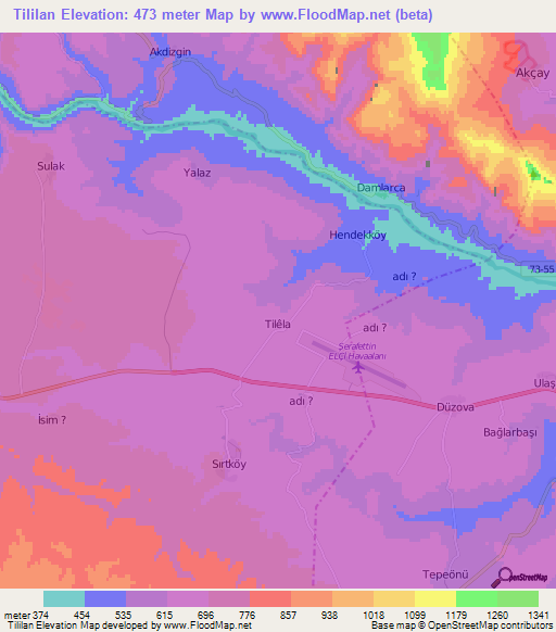 Tililan,Turkey Elevation Map