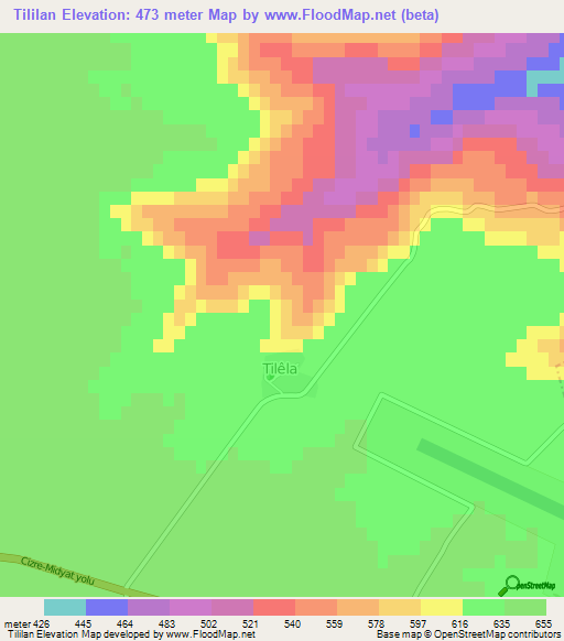 Tililan,Turkey Elevation Map