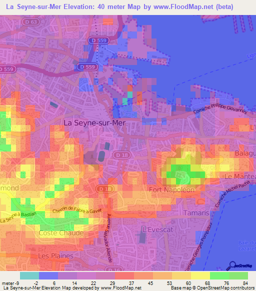 La Seyne-sur-Mer,France Elevation Map