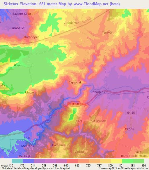 Sirketas,Turkey Elevation Map