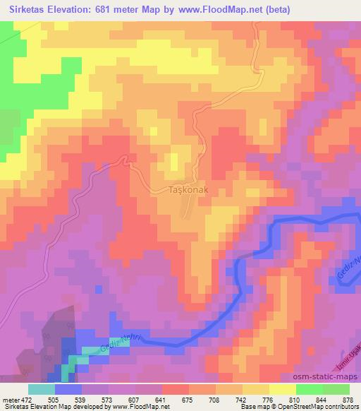 Sirketas,Turkey Elevation Map