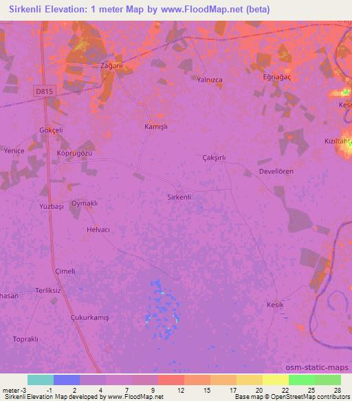 Sirkenli,Turkey Elevation Map