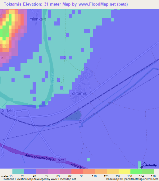 Toktamis,Turkey Elevation Map