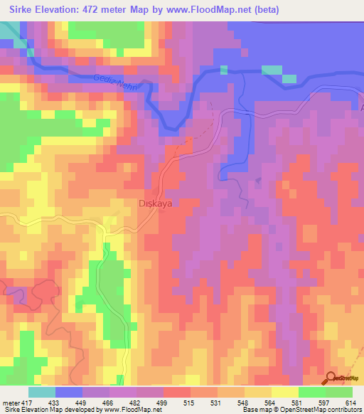 Sirke,Turkey Elevation Map