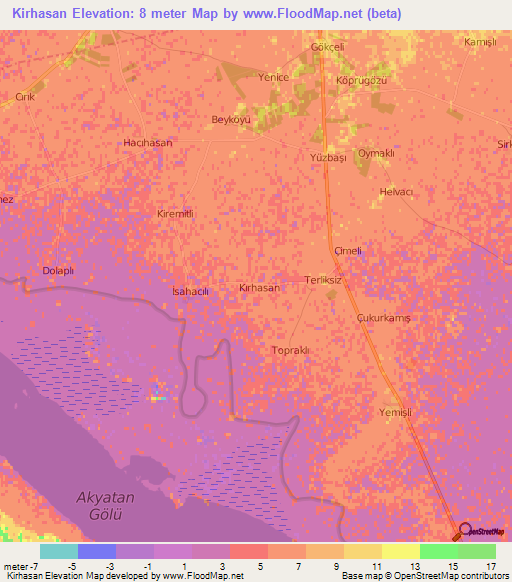 Kirhasan,Turkey Elevation Map