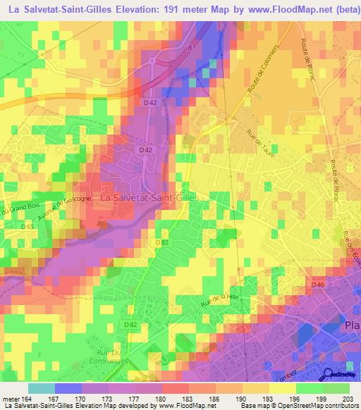La Salvetat-Saint-Gilles,France Elevation Map