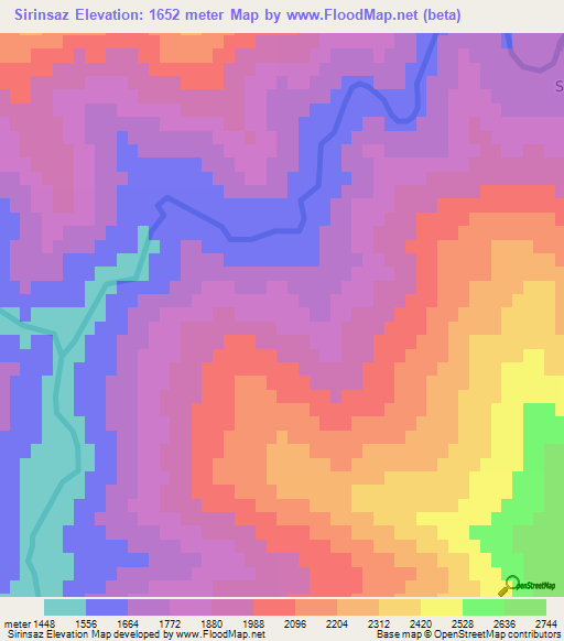 Sirinsaz,Turkey Elevation Map