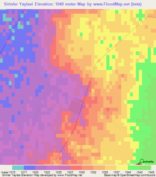 Sirinler Yaylasi,Turkey Elevation Map