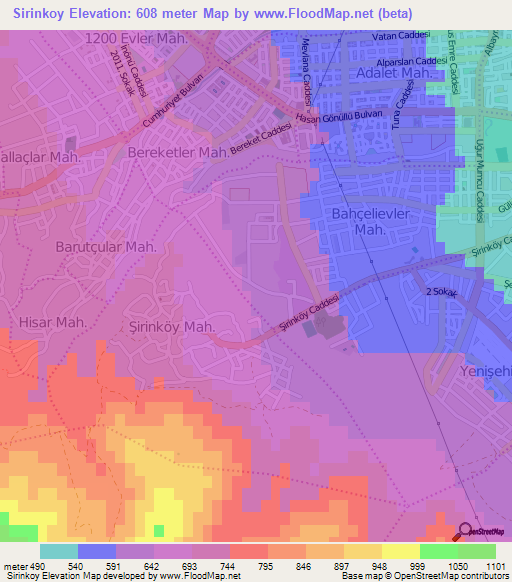 Sirinkoy,Turkey Elevation Map