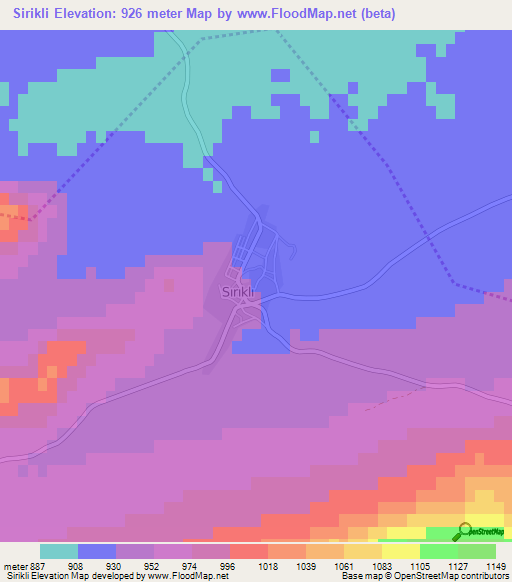 Sirikli,Turkey Elevation Map