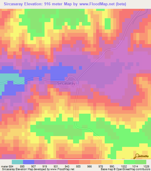 Sircasaray,Turkey Elevation Map