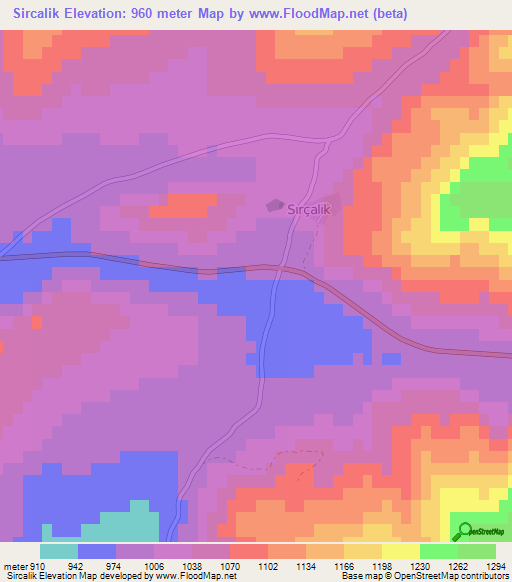 Sircalik,Turkey Elevation Map