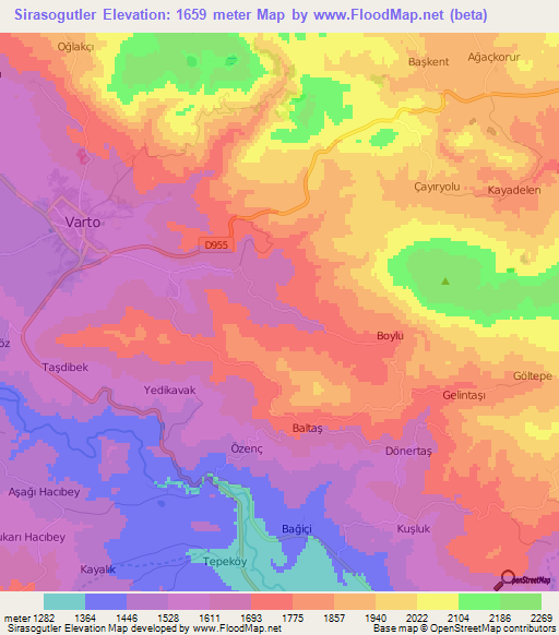 Sirasogutler,Turkey Elevation Map