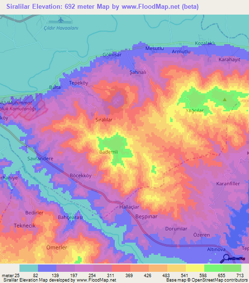 Siralilar,Turkey Elevation Map