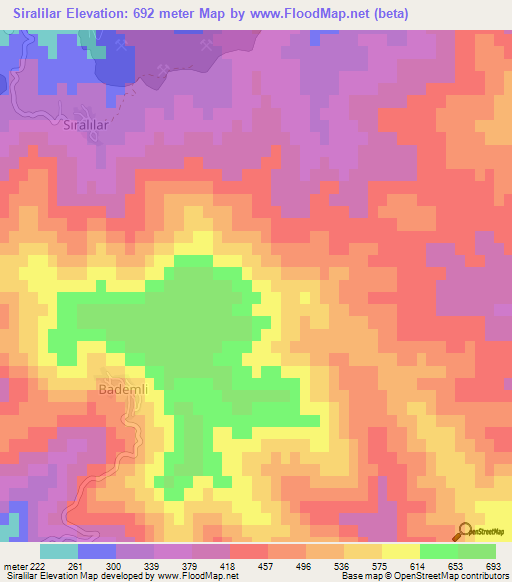 Siralilar,Turkey Elevation Map