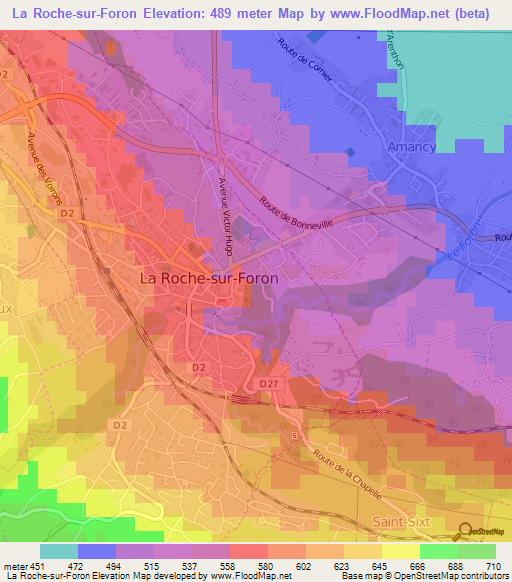 La Roche-sur-Foron,France Elevation Map