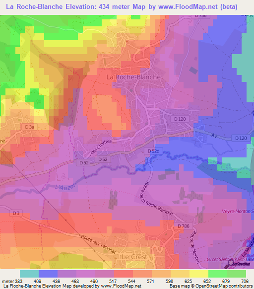 La Roche-Blanche,France Elevation Map