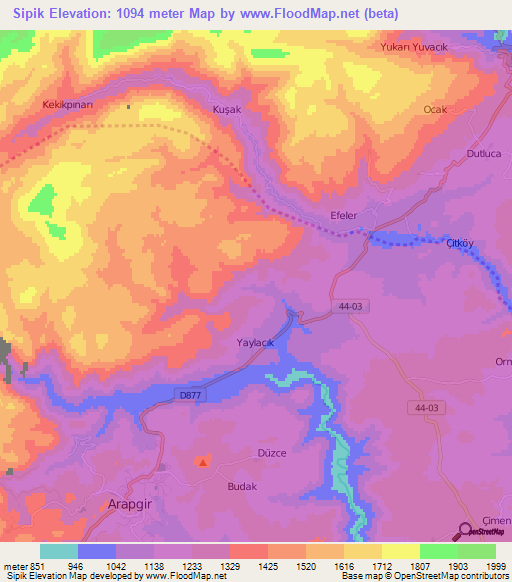 Sipik,Turkey Elevation Map