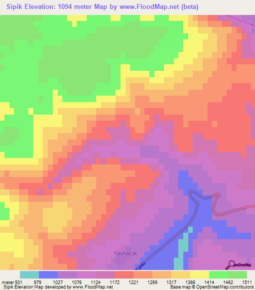 Sipik,Turkey Elevation Map