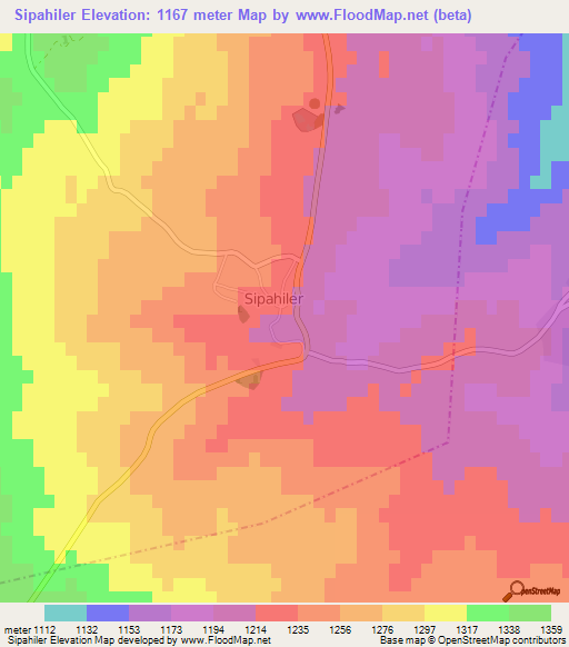 Sipahiler,Turkey Elevation Map