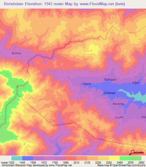 Sinistislam,Turkey Elevation Map