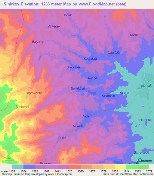 Sinirkoy,Turkey Elevation Map