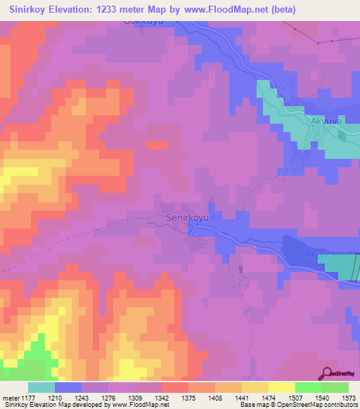 Sinirkoy,Turkey Elevation Map