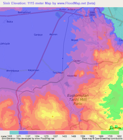 Sinir,Turkey Elevation Map