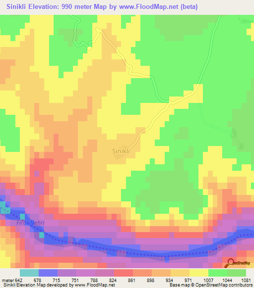 Sinikli,Turkey Elevation Map