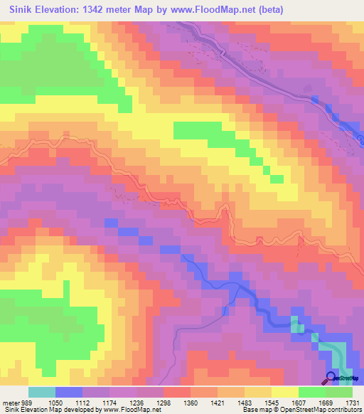 Sinik,Turkey Elevation Map