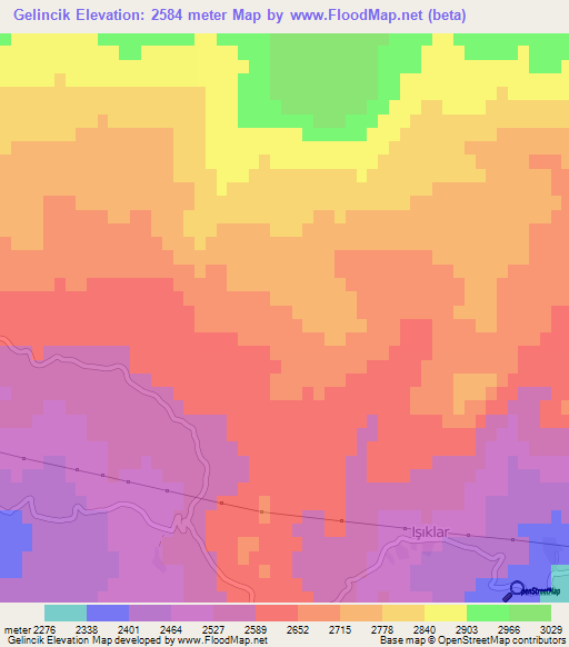 Gelincik,Turkey Elevation Map