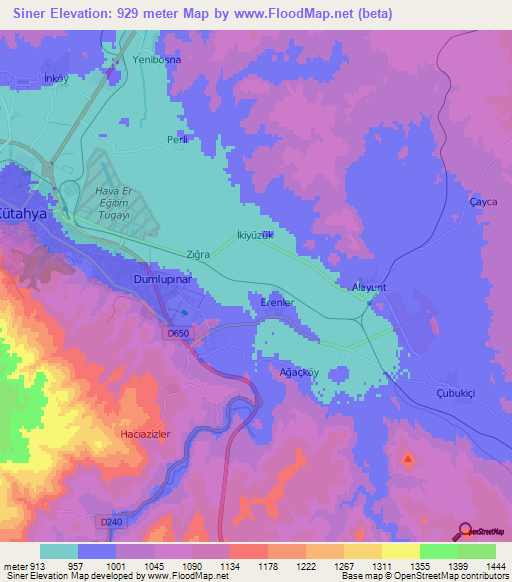 Siner,Turkey Elevation Map