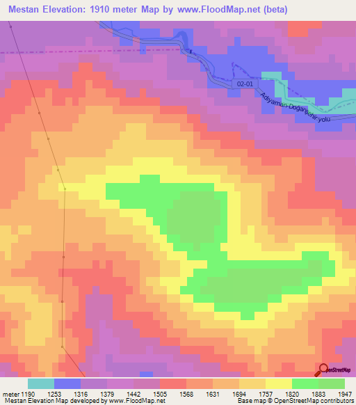 Mestan,Turkey Elevation Map