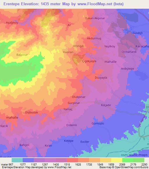 Erentepe,Turkey Elevation Map