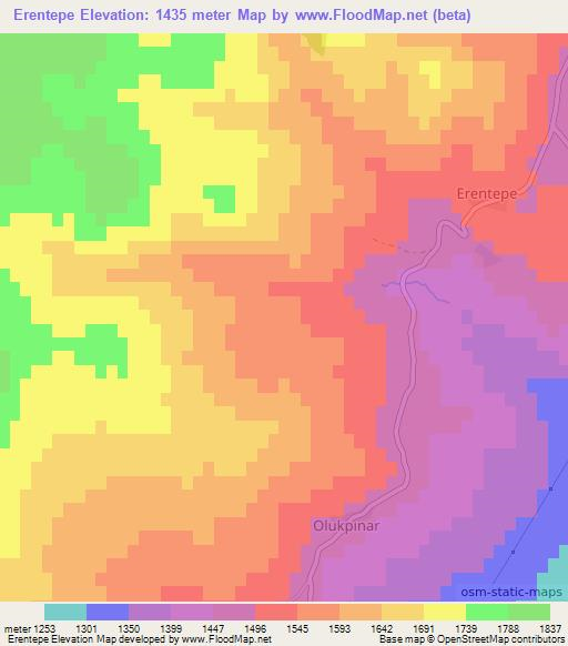 Erentepe,Turkey Elevation Map